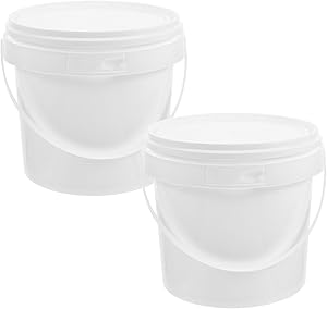 White Plastic Pail 2pcs White Plastic Bucket with Handle Lid 2L Industrial Paint Pail Container Bucket Pigment Buckets Empty Paint Can for Storage Fish Water