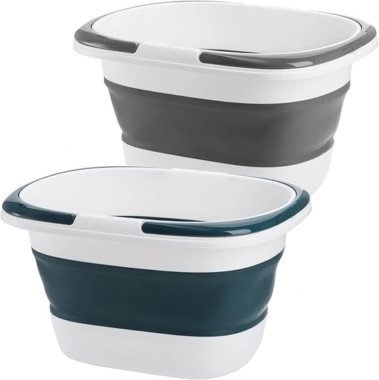 2 Pack 16L/4.2 Gallon Collapsible Plastic Bucket, Foldable Mop Bucket Laundry Basket with Handle, Portable Water Pail Space-Saving Bucket for House Cleaning, Car Washing, Fishing, Camping