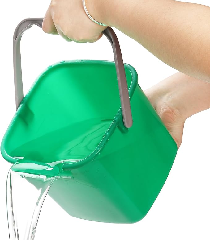 4 Pack Sanitizing Buckets, 3 Quart Small Cleaning Buckets, Square Detergent Pail with Spout and Handle, Plastic Utility Bucket for Home Kitchen School Offices Commercial Use, Green