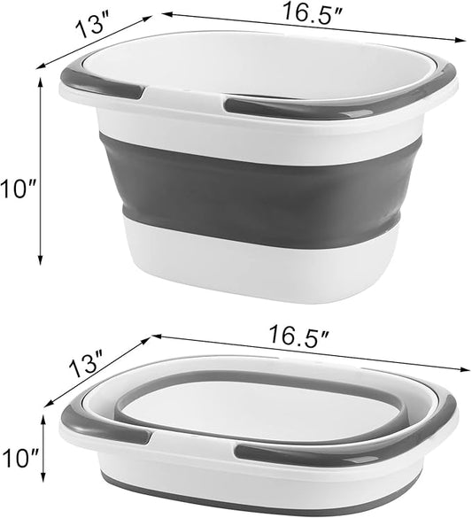 2 Pack 16L/4.2 Gallon Collapsible Plastic Bucket, Foldable Mop Bucket Laundry Basket with Handle, Portable Water Pail Space-Saving Bucket for House Cleaning, Car Washing, Fishing, Camping