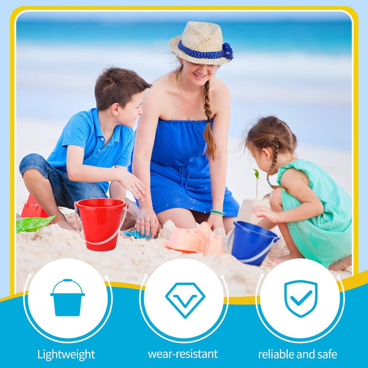 12 Pieces 5 Inch Beach Pails Sand Buckets for Boys and Girls Beach and Sand Toys at The Use for Molds at The Sandbox Summer Party Supplies, 4 Colors