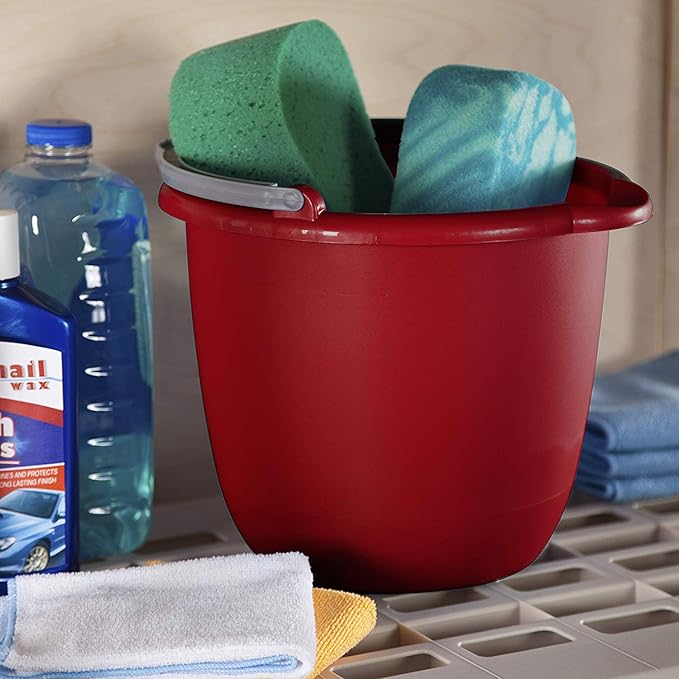 Multifunctional Red Plastic Cleaning Bucket - Practical Water Storage for Home & Commercial Use