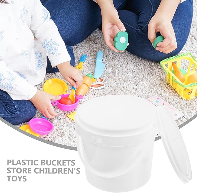 White Plastic Pail 2pcs White Plastic Bucket with Handle Lid 2L Industrial Paint Pail Container Bucket Pigment Buckets Empty Paint Can for Storage Fish Water