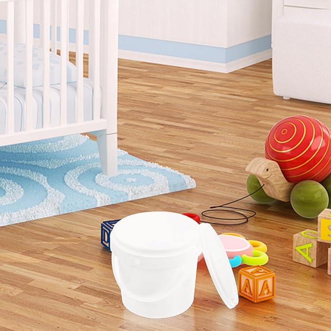 White Plastic Pail 2pcs White Plastic Bucket with Handle Lid 2L Industrial Paint Pail Container Bucket Pigment Buckets Empty Paint Can for Storage Fish Water